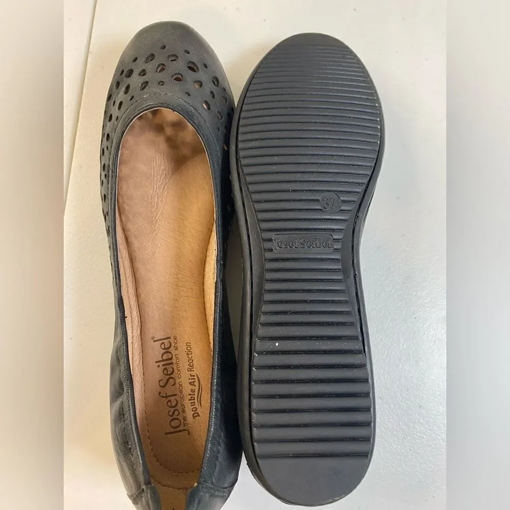 NIB Josef Seibel Women’s Pippa 29 Black Leather Ballet Flat - Size 6.5